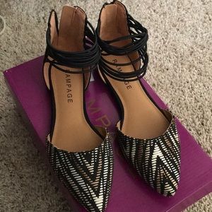 Rampage pointed flats with ankle straps